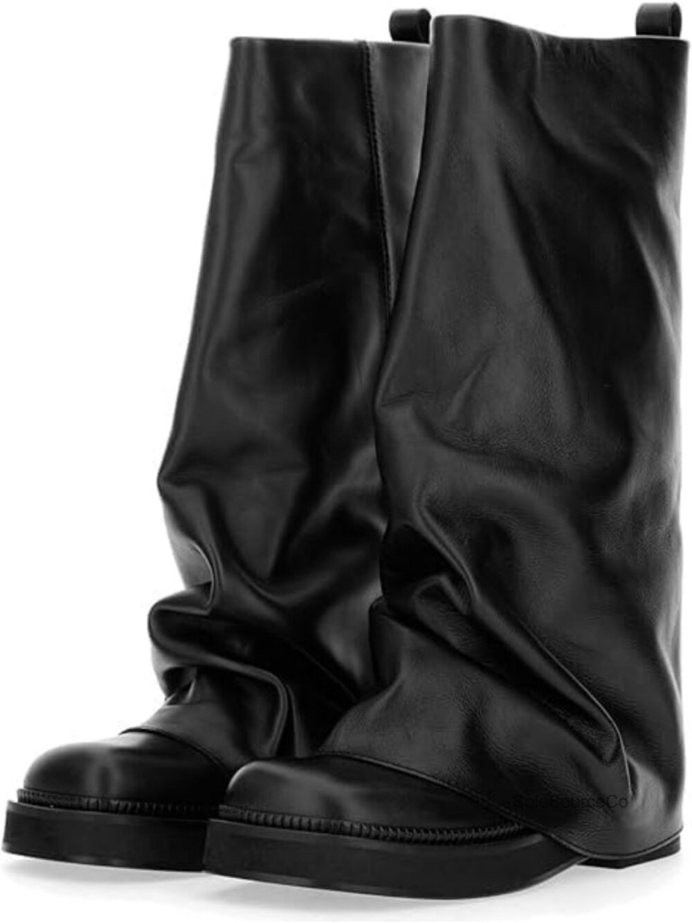 Women's Slouchy Knee High Boots Fold Over Chunky Platform Pull On